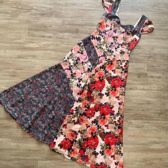 Free People La Fleur Floral Maxi Crepe Dress Size 4 - Picture 2 of 9